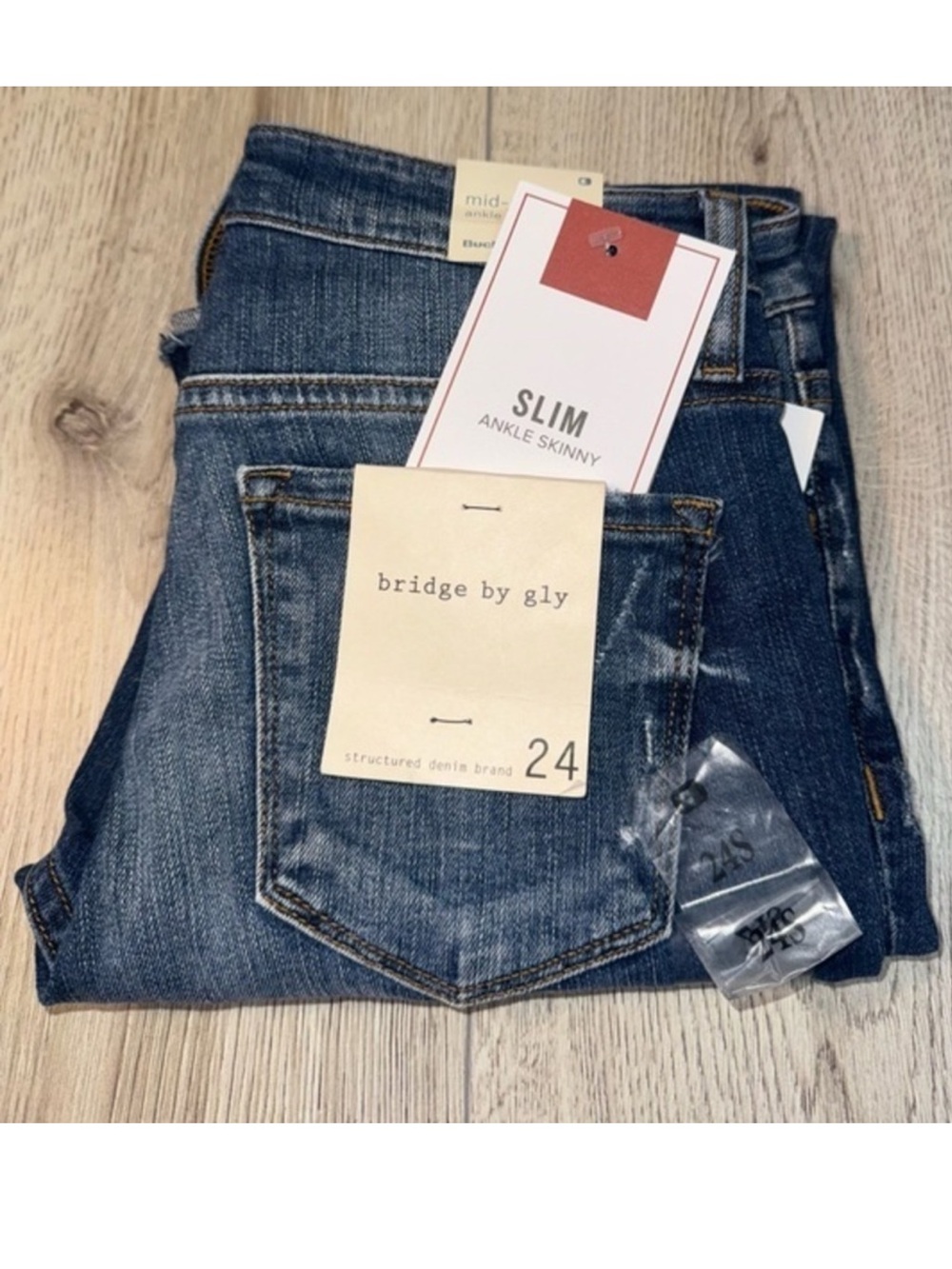 Bridge by Gly mid rise ankle skinny blue jeans denim